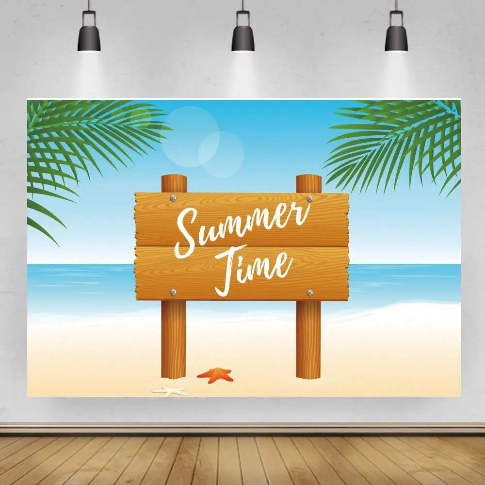 

Summer Time Beach Seaside Vinyl Photography Backgrounds Interior Room Decor Scenic Customize Blue Sky Backdrops For Photo Studio