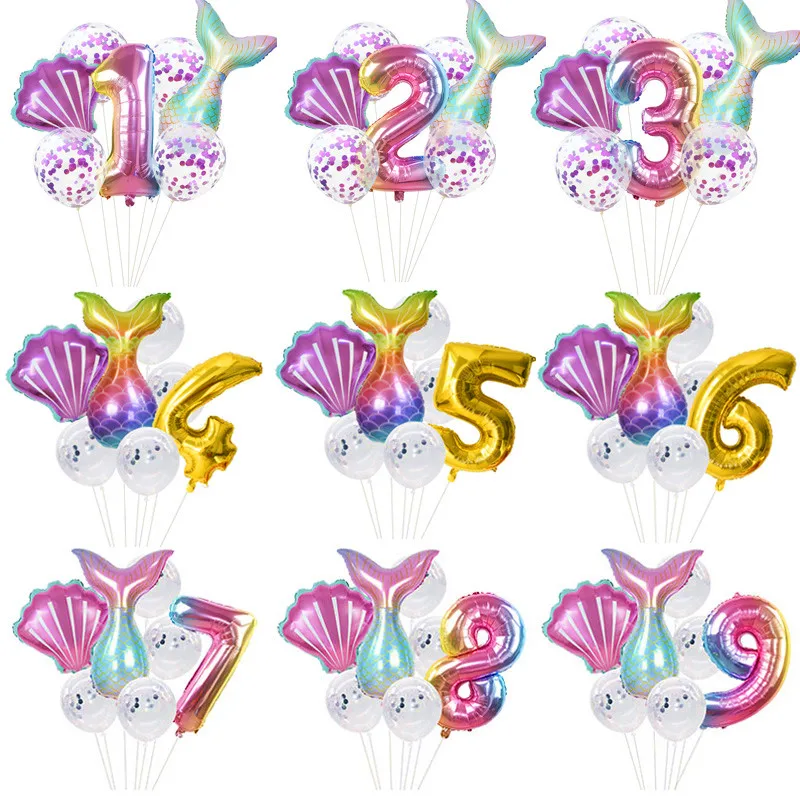 Милые вечерние ничные воздушные шары с маленькой русалочкой фольгированный шар