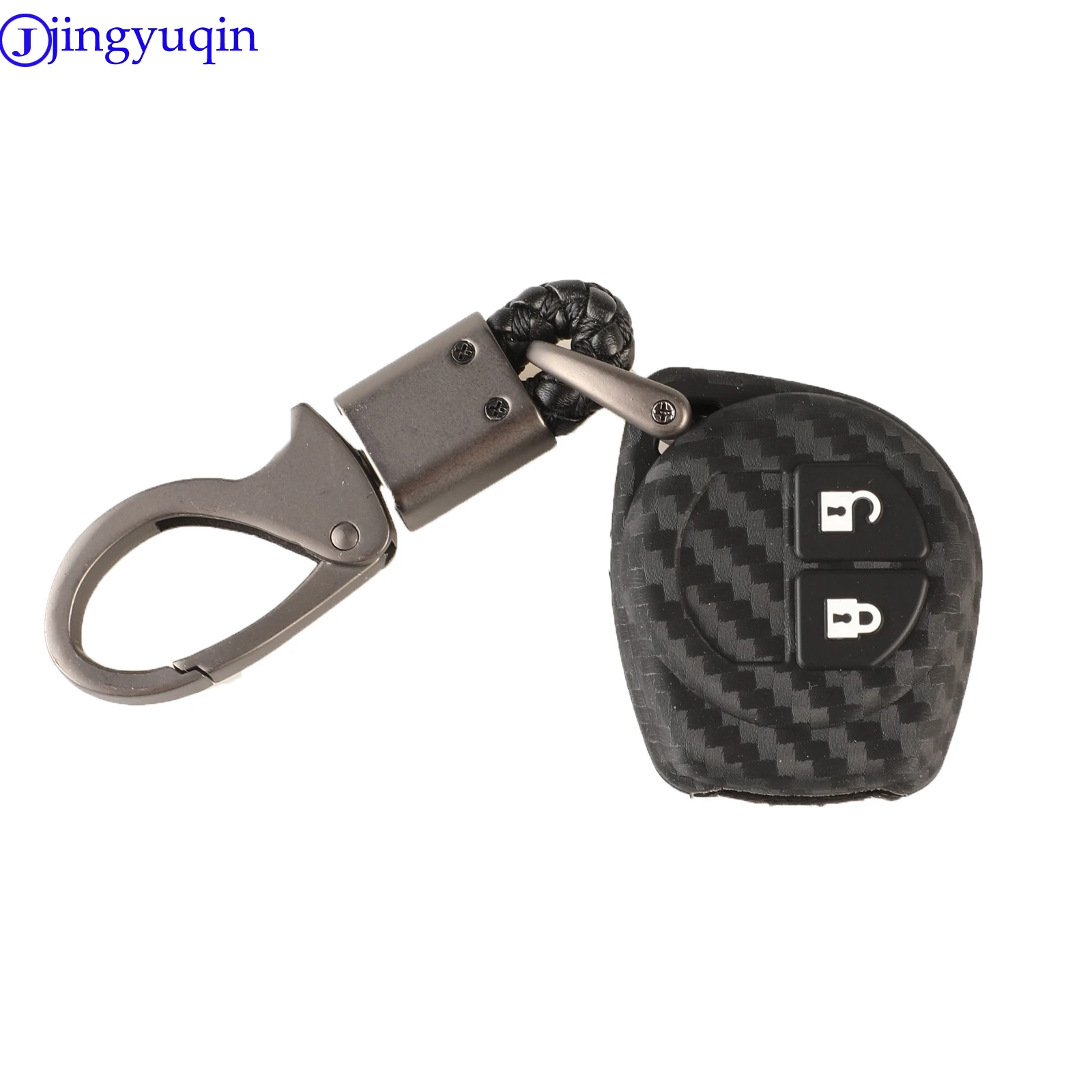 

jingyuqin Carbon Silicone 2B Key Case For Suzuki SX4 Swift Vitara Jimny Alto Gnis Esteem Agila Remote Protector Holder
