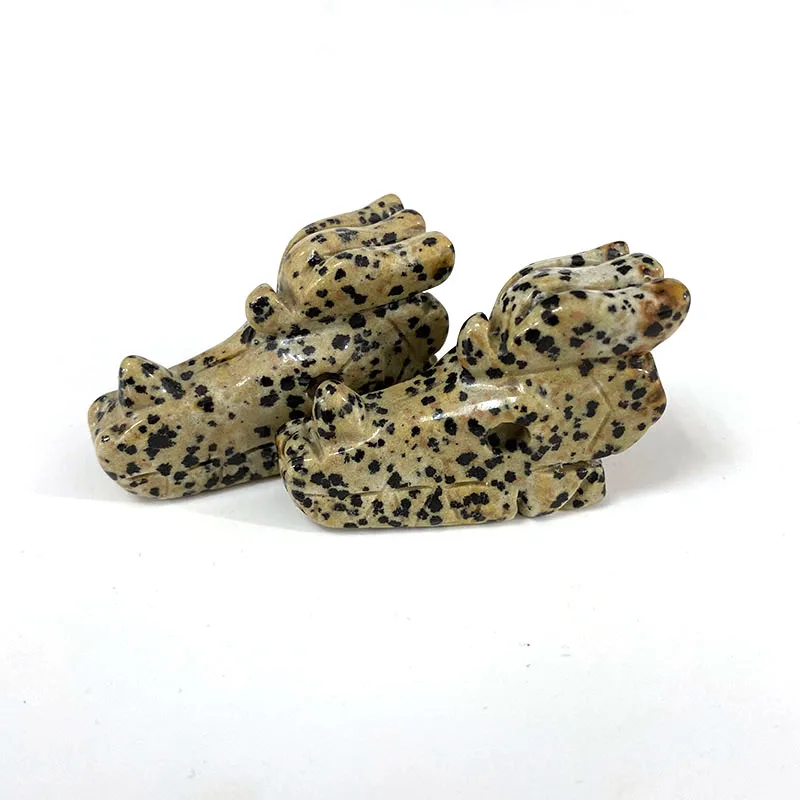 2 дюйма Dalmation яшма череп резной Клык дракона фигурка для украшения