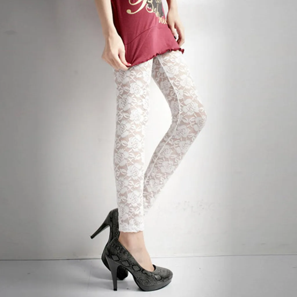 

Леггинсы женские кружевные, дышащие, с вышивкой в виде роз