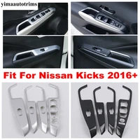 car window switch button panel cover trim carbon fiber look matte accessories interior refit kit for nissan kicks 2016 2021