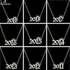 1980-2019 первоначальный ожерелья с буквой год рождения номер колье, ювелирные украшения для женщин и девочек с принтом Корона Кулон Стильное массивное ожерелье Collares Mujer, выполненное из нержавеющей стали