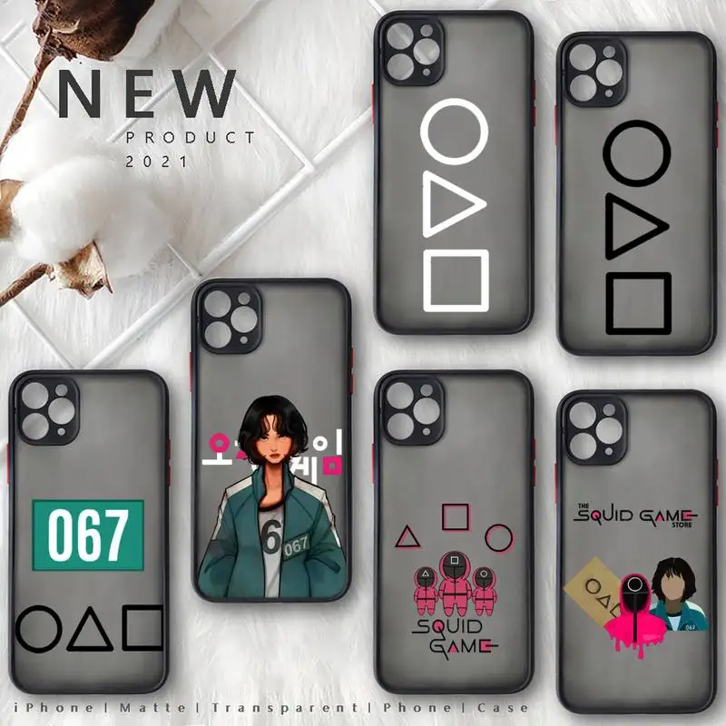 

Squid Game Round Six Phone Case For iphone 12 11 8 7 plus mini x xs xr pro max matte transparent cover