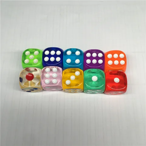 Акриловые кости D6, 10 цветов, 10 шт.