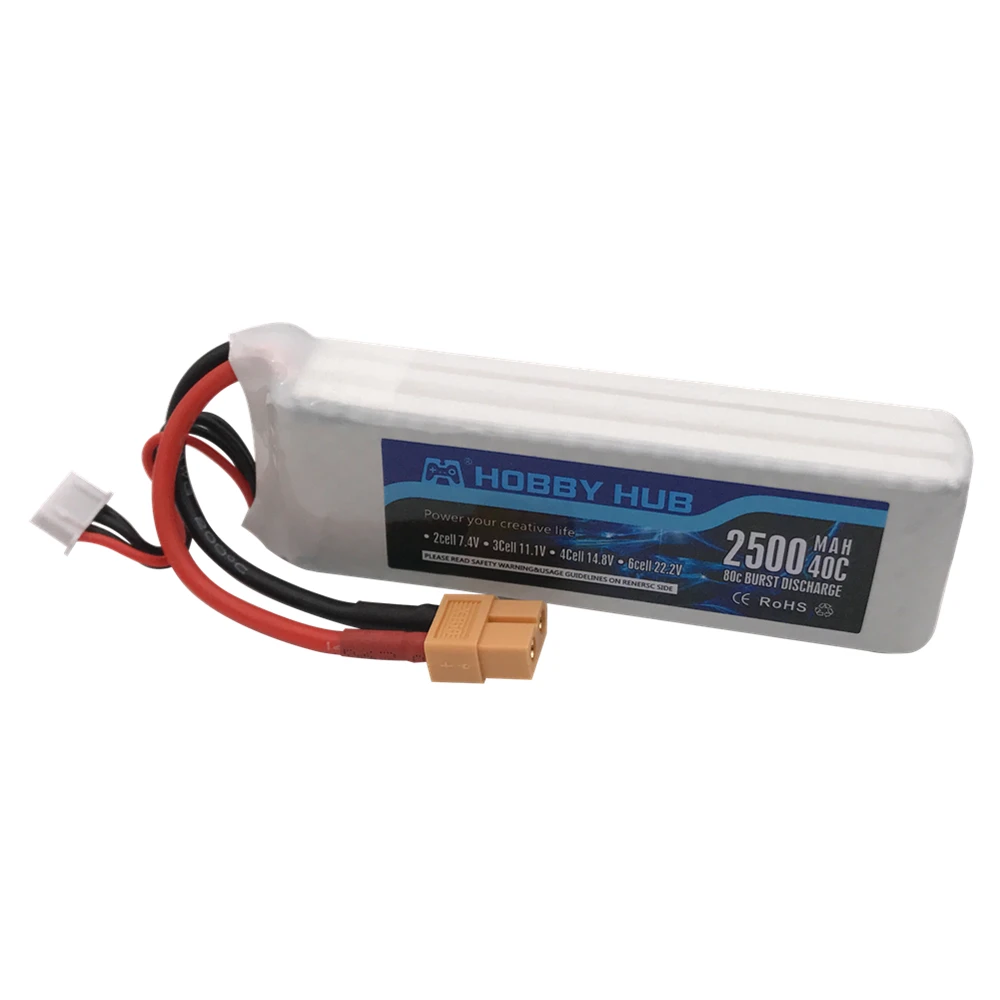 батарея hobby hub 3s lipo 111 в 2500 мач 40c max 80c для дро