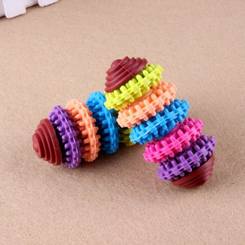 

Pet Dog Cat Toy Rubber Sliding Gear Dog Colorful Swivel Molar Teeth Non-Toxic Bite Resistant Toy Interactive Toys Pets Cats Dogs