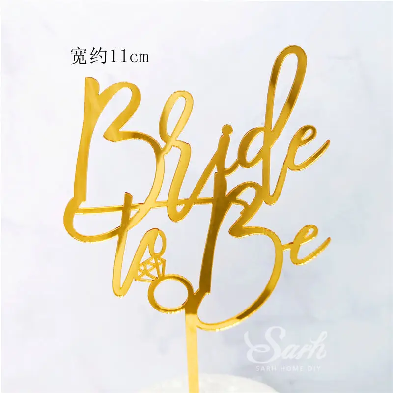 2pc Bride to be Костюм с ромбовидным галстуком, акриловый свадебный торт для малышей, топперы для жениха и невесты, супружеская пара, украшение, любовь, приспособление для выпечки - Цвет: 2pc Bride to be