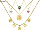 ANDYWEN, искусственное серебряное, золотое покрытие, гранат, ожерелье, Обложка, кулон, Синий Циркон, CZ, Очаровательное длинное ожерелье, украшение