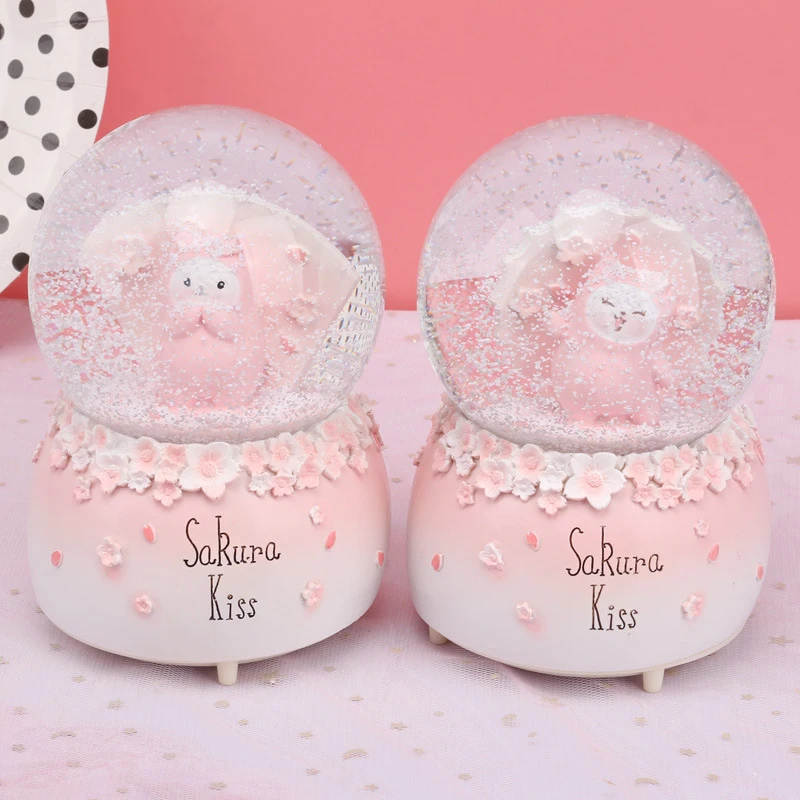 Креативный поцелуй Сакура снежный шар хрустальный вращающаяся музыкальная