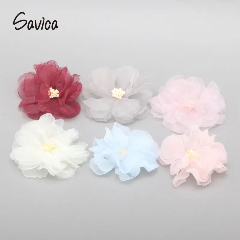 

Savica 10pcs 7cm Chiffon Artificial Flowers Head For Garment Wedding Hairpin Decor DIY Scrapbook Crafts Flores Accessories LX505