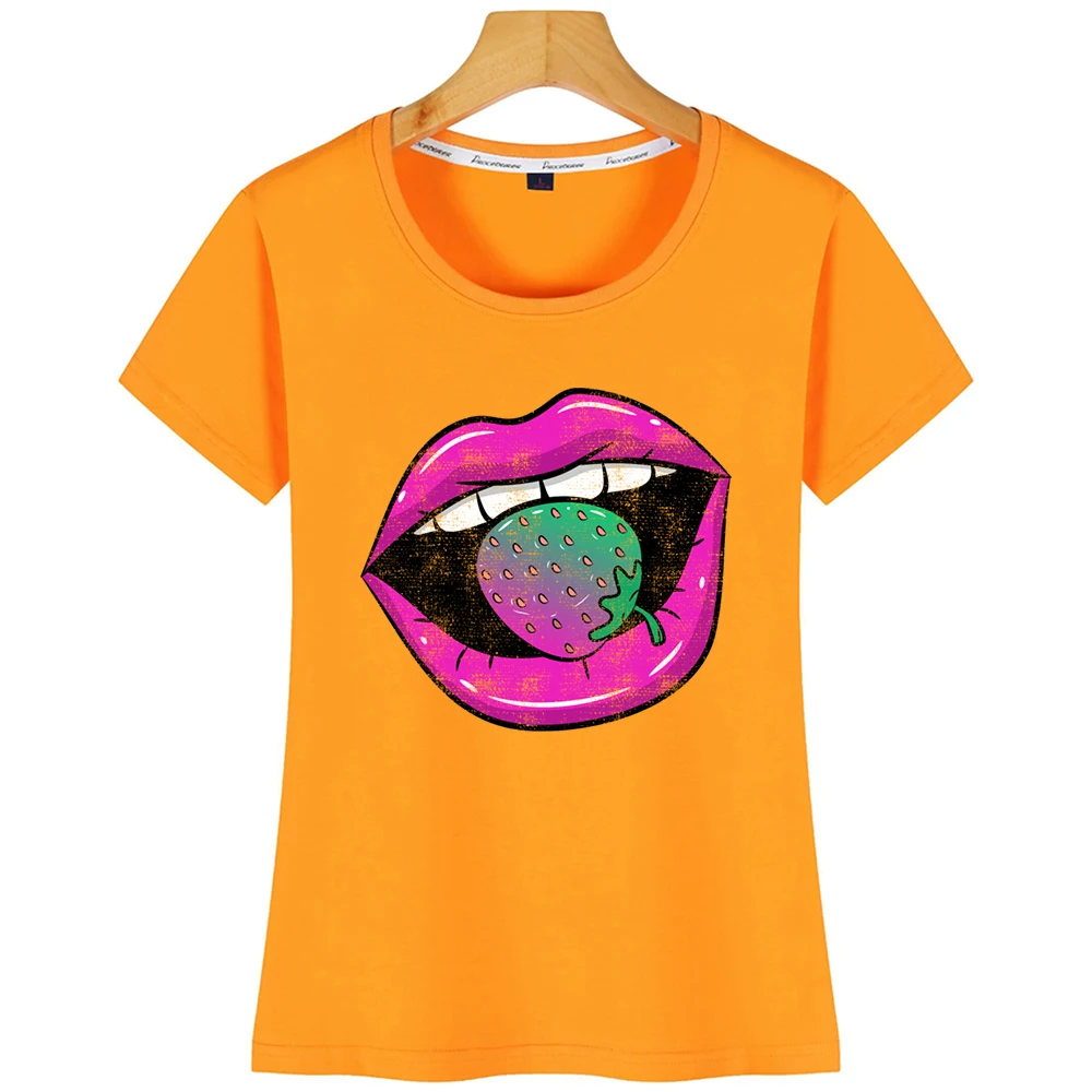 Топы Футболка Для женщин парным Пастель Гот клубника средства ухода за губами