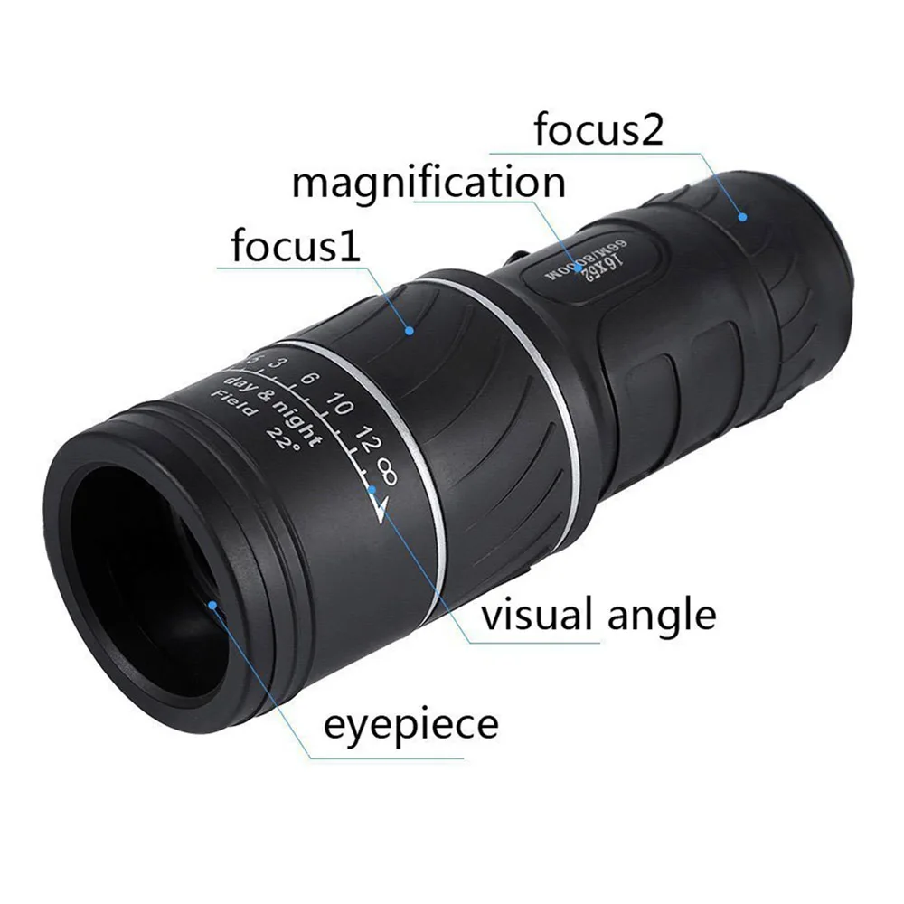 

16 X 52 Monocular HD Dual Focus Zoom Optical Night Vision High Power Waterproof Telescope For Hunting Tourism Bird Watching