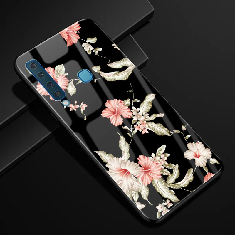 Для samsung A9 чехол A 9 PC Пластиковый стеклянный чехол для телефона черный TPU бампер чехол для samsung Galaxy A9 A920F A920 A9s - Цвет: 42