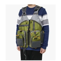 mens fly fishing vest adjustable size multiple pockets bass fishing mesh backpack for men and women