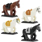 Рыцарь среднего возраста римские боевые войны лошадь MOC Военная лошадь веревка строительные блоки фигурки модель DIY игрушки для детей