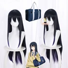 Парик для косплея Miko Yotsuya из аниме меруко-Чан, длинные прямые волосы, черные синие смешанные фиолетовые школьницы, ролевые игры, школьная сумка JK