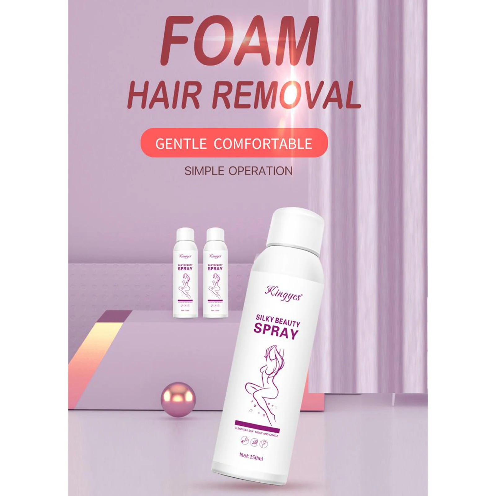 Спрей для удаления волос Depilatory Foam Mousse Remover Inhibitor объемом 150 мл для лица/руки/ног/подмышек.