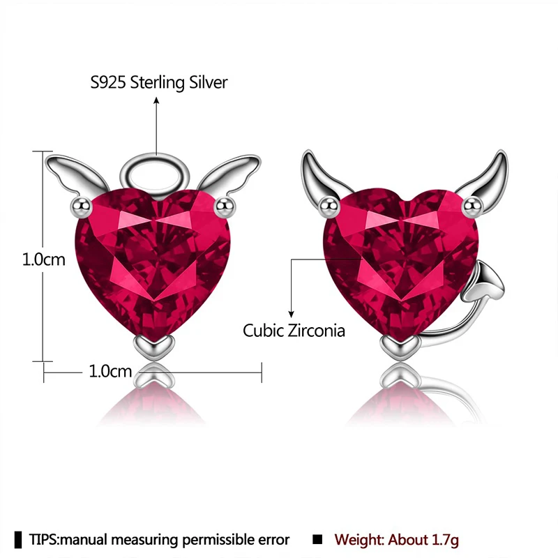 

ZHIMO 2021 Popular Korean Hot Selling Angel And Devil S925 Sterling Silver Female Stud Earrings High Jewelry Attend The Banquet