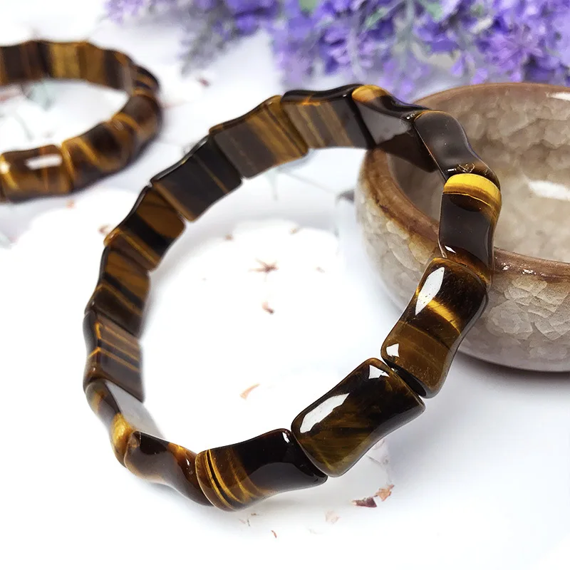 Натуральные камни желтый тигровый глаз из бисера эластичный веревочный браслет