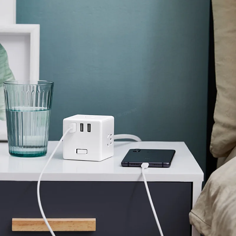 Original Xiaomi Cube Hub Wireless Converter Design Strip 3USB Socket PD Fast Charger Plug-in Power Electric Tow Board | Электроника