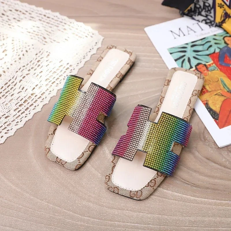 

Women Sandals 2021 Summer Shoes for Women Slippers Plus Size Shoes Women Fashion Mullers Rome Flat Flip flops Slides Non-Slip