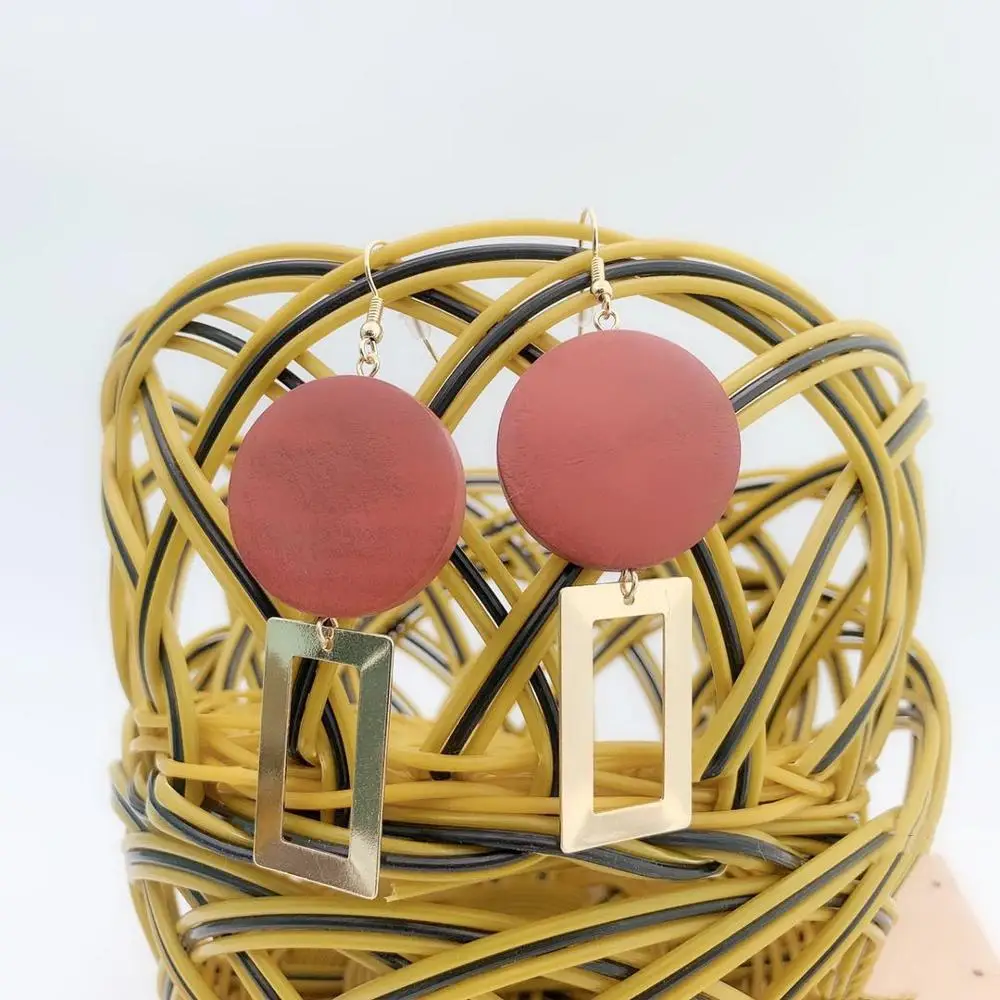 Новые золотые деревянные серьги модные ювелирные свадебные подарки для