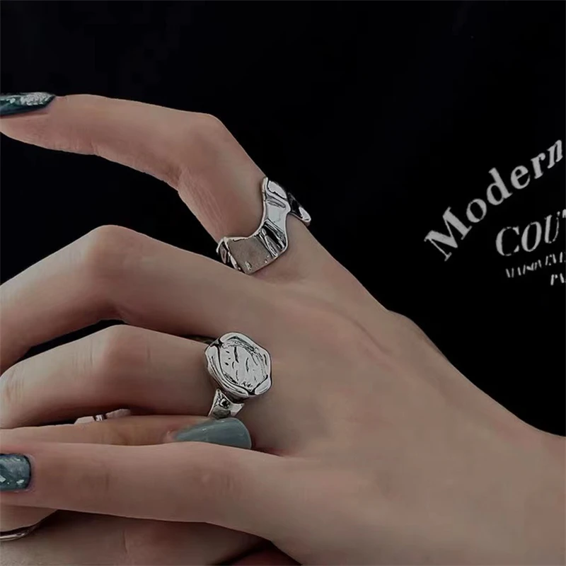 

Hip Hop Punk Style Irregular Design Texture Ring Simple Personality Ladies Jewelry Party Accessories Best Best Girlfriend Gift