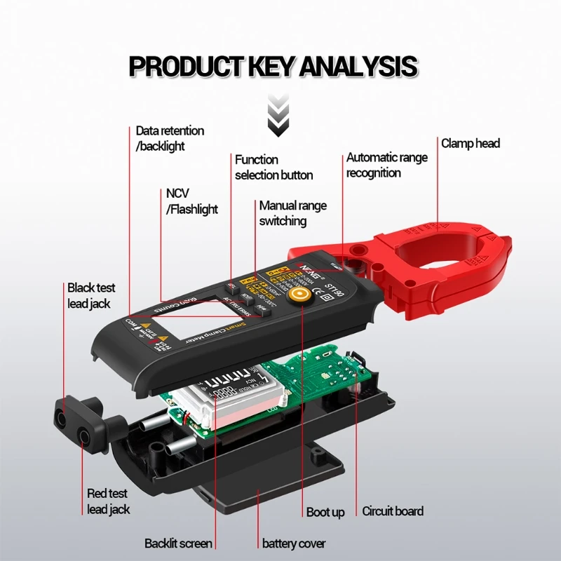 Цифровой мультиметр 19QB устройство для измерения индуктивности 6000 отсчетов цвет