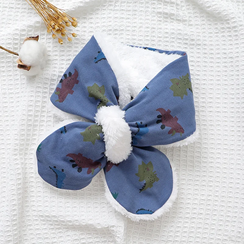 New Autumn Winter Baby Scarf Cotton Plus Velvet Children Scarves Korean Cartoon Cute Girls Boys Toddler Warm O-ring Neckerchief | Детская