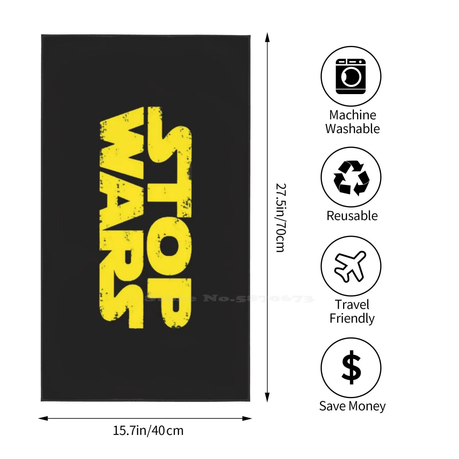 Stop Wars 3D Print Bath Towel Strong Water Absorption Antiwar War Peace Movie Cnd | Дом и сад