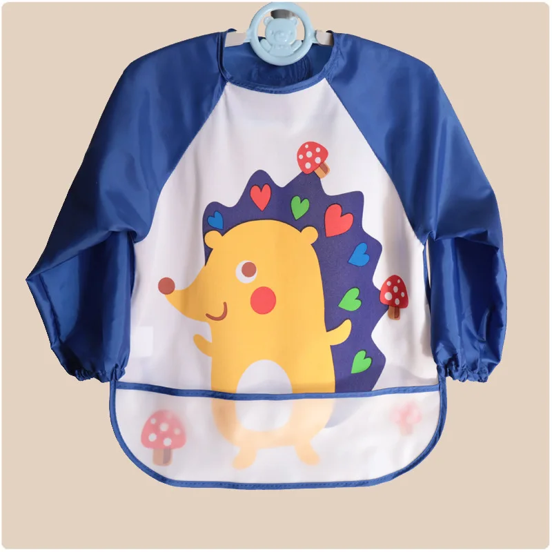 

Cute Baby Bibs Cartoon Animals Full Sleeve Waterproof Infant Bib Children Anti-dirty Apron EVA Material Feeding Bibs for Baby