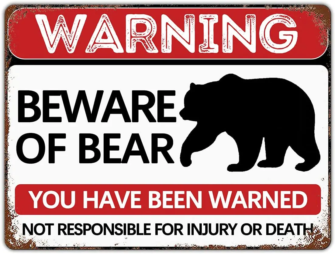 

BAIWIFE Beware of Bear Sign, Bear Warning Sign for Outdoor, Vintage Rusty Metal Sign 12 in x 15 in
