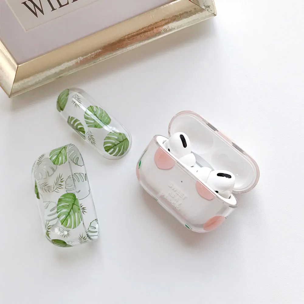 Прозрачный чехол с фруктами для Airpods pro lovely sweet peach pinky cherry идеальный дизайн Apple 3