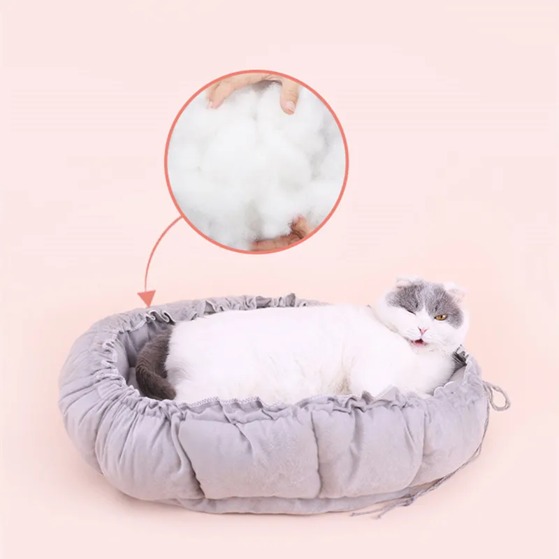 

Cartoon Cat Nest Sleeping Playing Warm Semi-Closed Removable Washable Mat Four Seasons Dog Pad Kitten Toy Pet Supplies