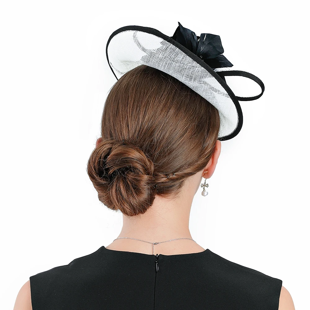 Шляпка Таблетка женская Соломенная элегантная шапка с бантом для коктейля