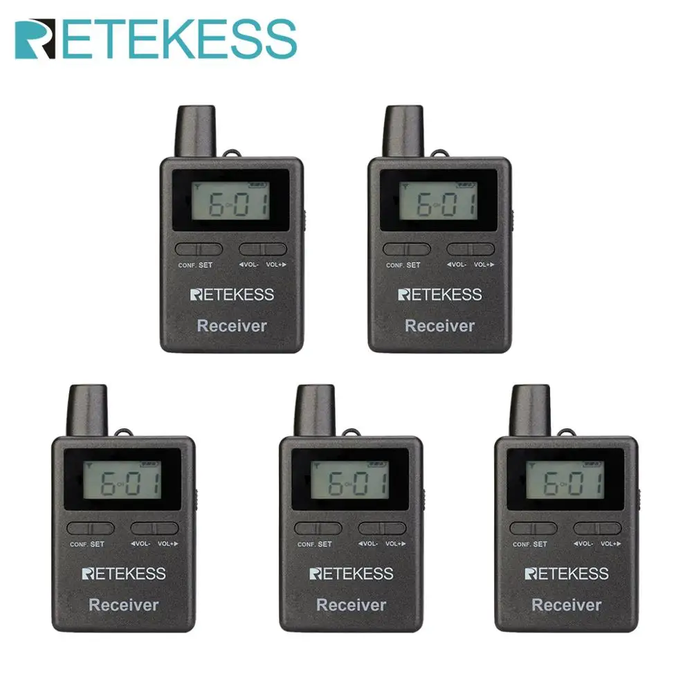 

Retekess TT105 5pcs 2.4GHz wireless receiver for Professional Tour Guide System for Church Translation Riding Meeting Traveling
