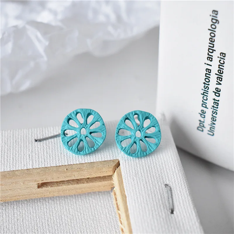 EM096 индивидуальные серьги-гвоздики в виде корня лотоса свежая текстура