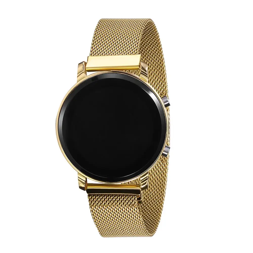 Gold New LED Watch Women Watches Stainless Steel Female Watch Electronic Clock Men Digital Watches Wristwatch Mens Relogio Feminino - Цвет: Gold