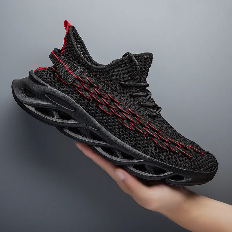 Дышащая Спортивная обувь для ходьбы flyknit; модные мужские кроссовки; Уличная обувь без шнуровки; Качественная спортивная обувь для студентов; Мужская обувь; DY66 - Цвет: Черный