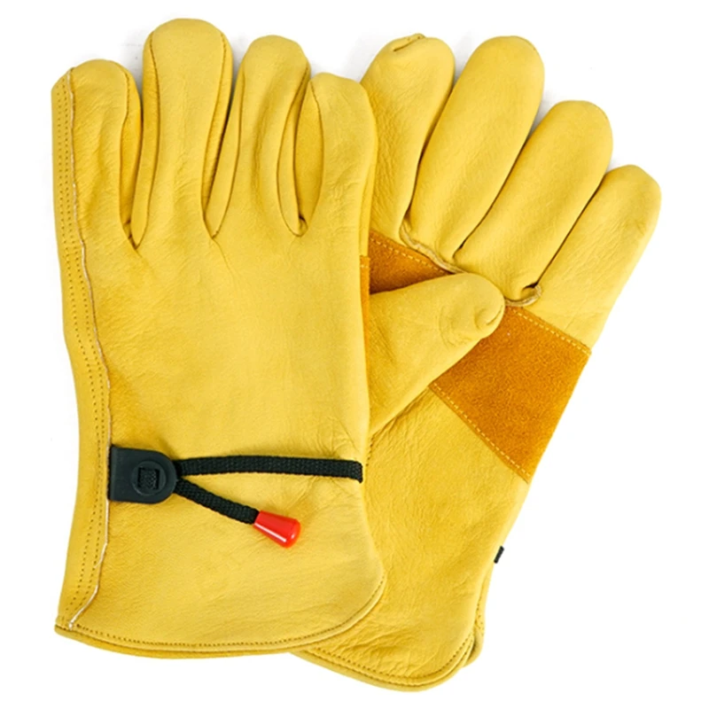 

Перчатки для кемпинга и барбекю, Нескользящие толстые износостойкие защитные перчатки из воловьей кожи, для сварки