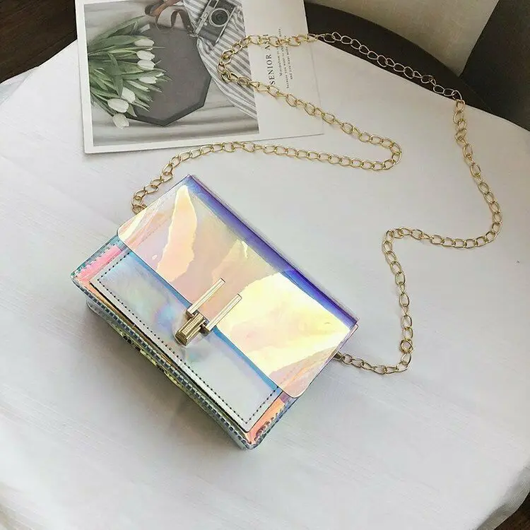 

Fashion Women Handbag Transparent Handbag Small Mini Phone Waist Pack Messenger Laser Shoulder Bag