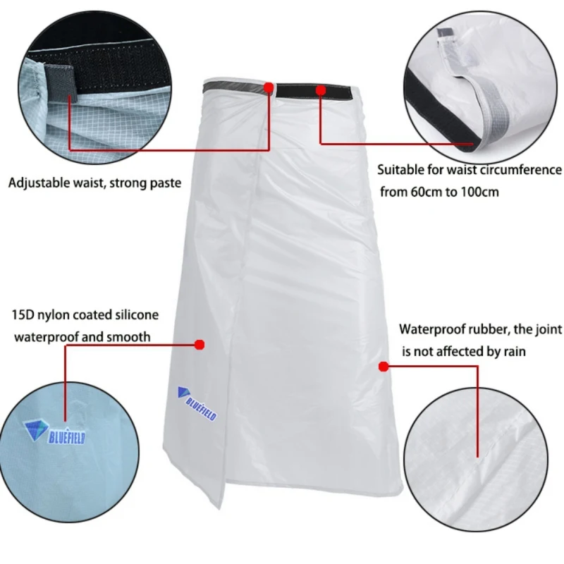 

Outdoor 15D Waterproof Skirt Camping Hiking Pants Trousers Raincoat Silicone Coating Rain Gear Rainwear Long Rain Kilt Tools