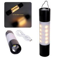 usb rechargeable hanging flashlight portable aluminum alloy waterproof zoomable led torch night light outdoor camping tent lamp