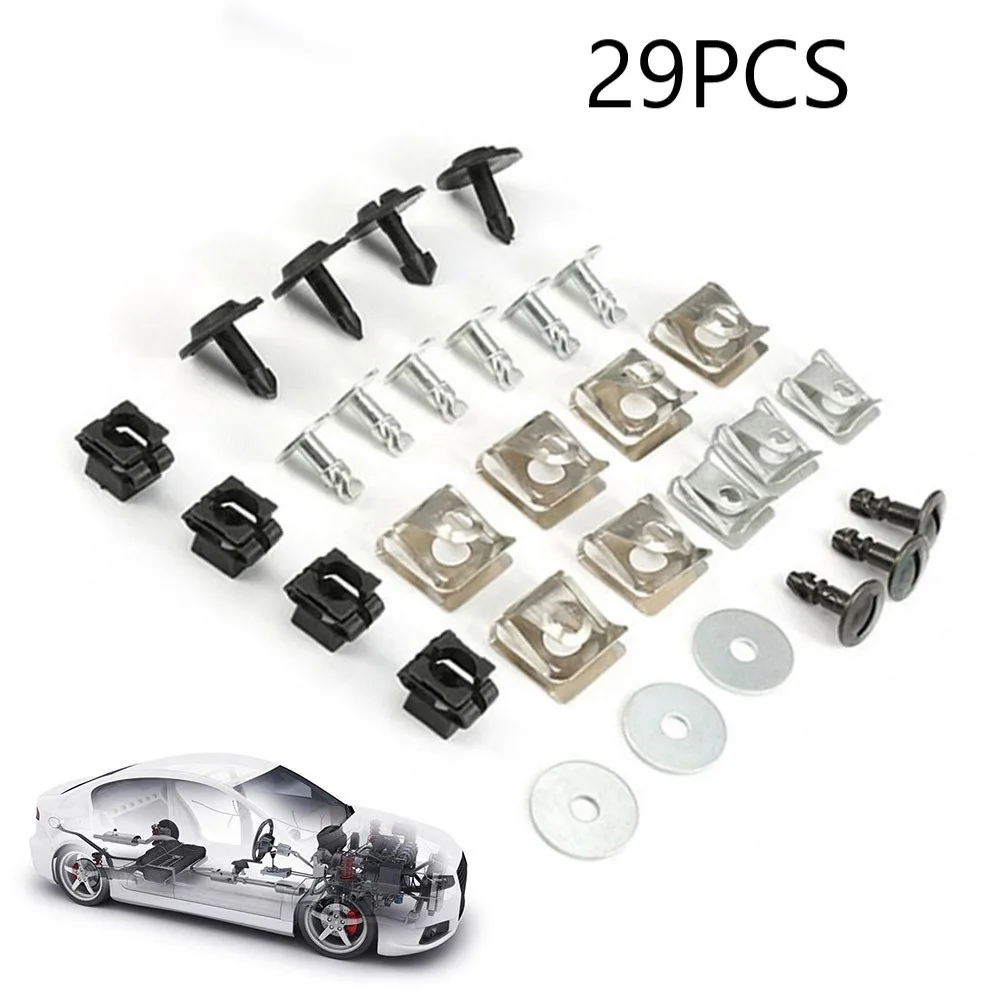 

29pcs Mixed/Set Engine Hood Screw Fastener Clips Set Fit For A4 A5 White Gasket Engine Hood Screw Set Accessories