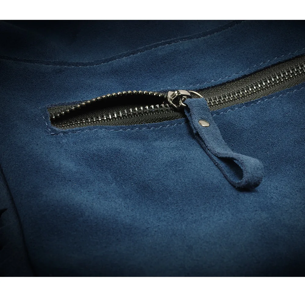 Женская сумка через плечо из натуральной кожи синяя матовой полированной в