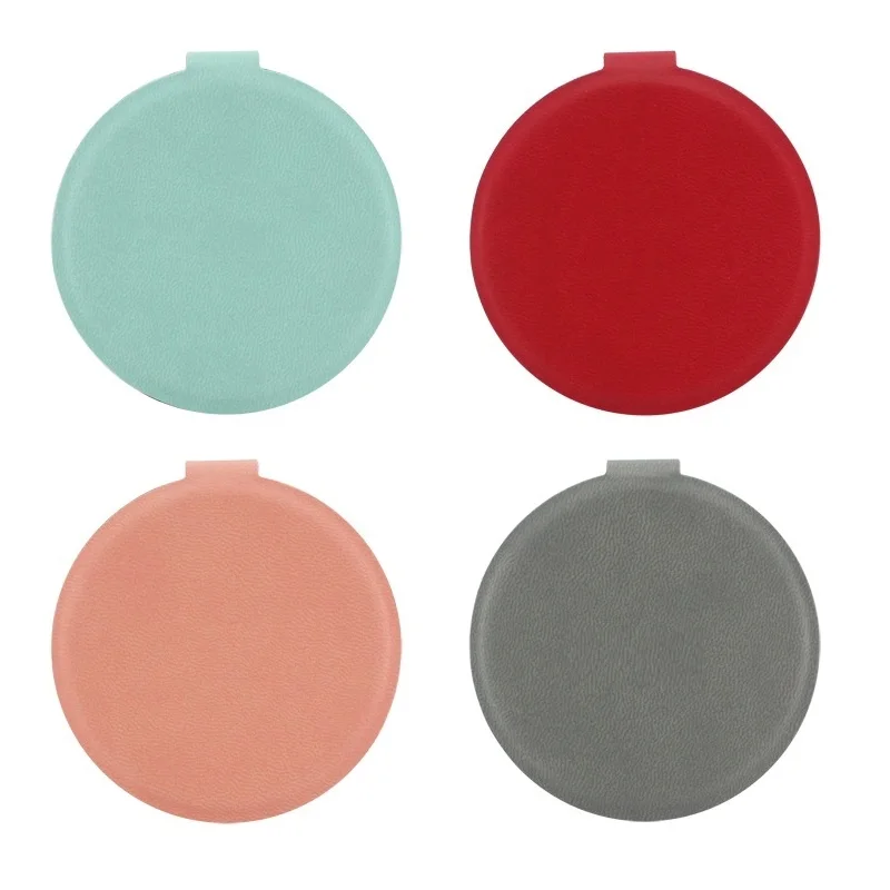 

LIZY PU Leather Makeup Mirror Portable Makeup Mirror Round Stainless Steel Mirrors Gift Small Compact Portable Folding Mirror