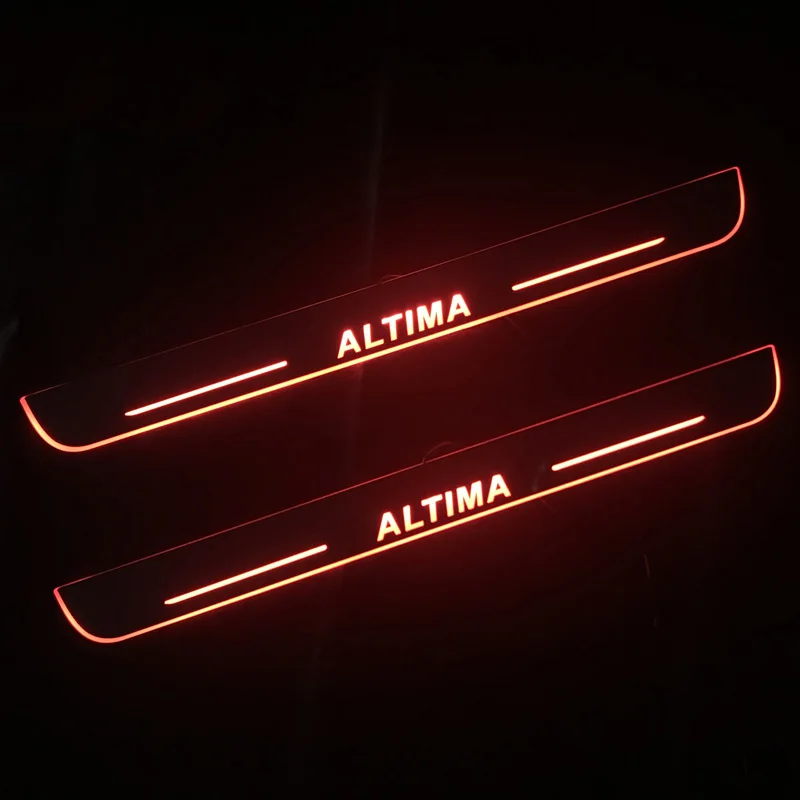 

Customized Upgraded LED Door Sill Plate Moving Light Pathway Light Acrylic Welcome Pedal Car Scuff For Nissan Altima 2015-2018