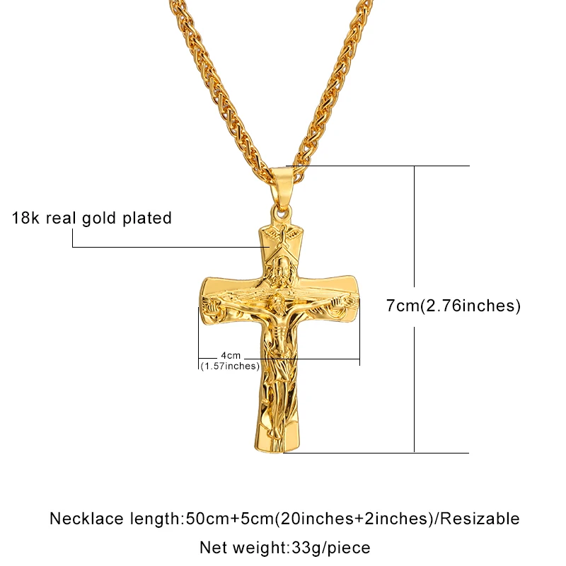 

Necklaces for Women Jewelry Initial Carved Imitation Titanium Steel Gothic Jesus Cross Pendant Necklace Gift Religion