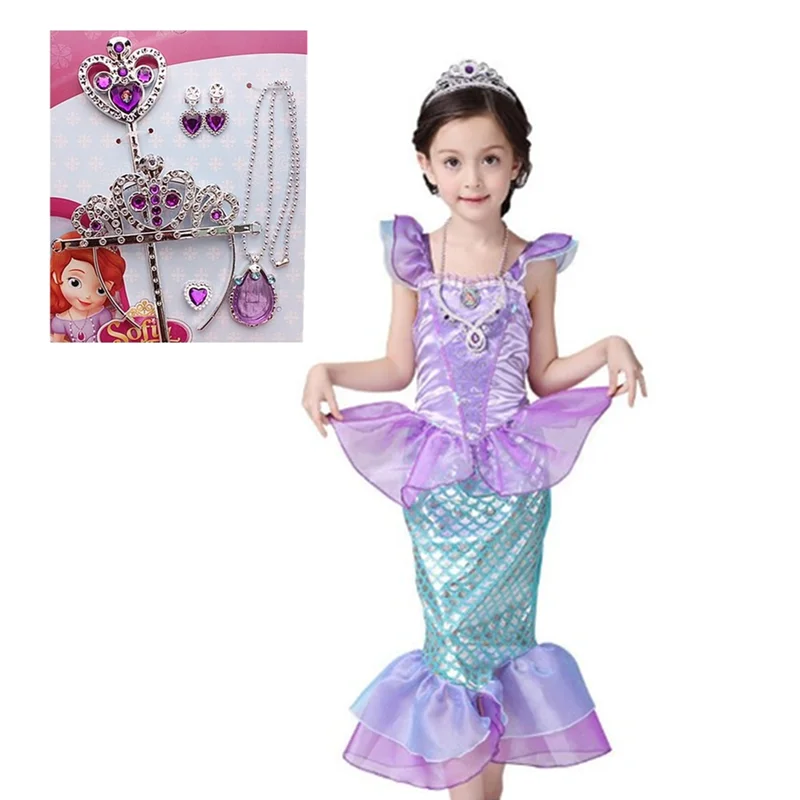 Girls Cosplay princess mermaid Ariel dress kids girl clothes children's Halloween birthday party clothing | Тематическая одежда
